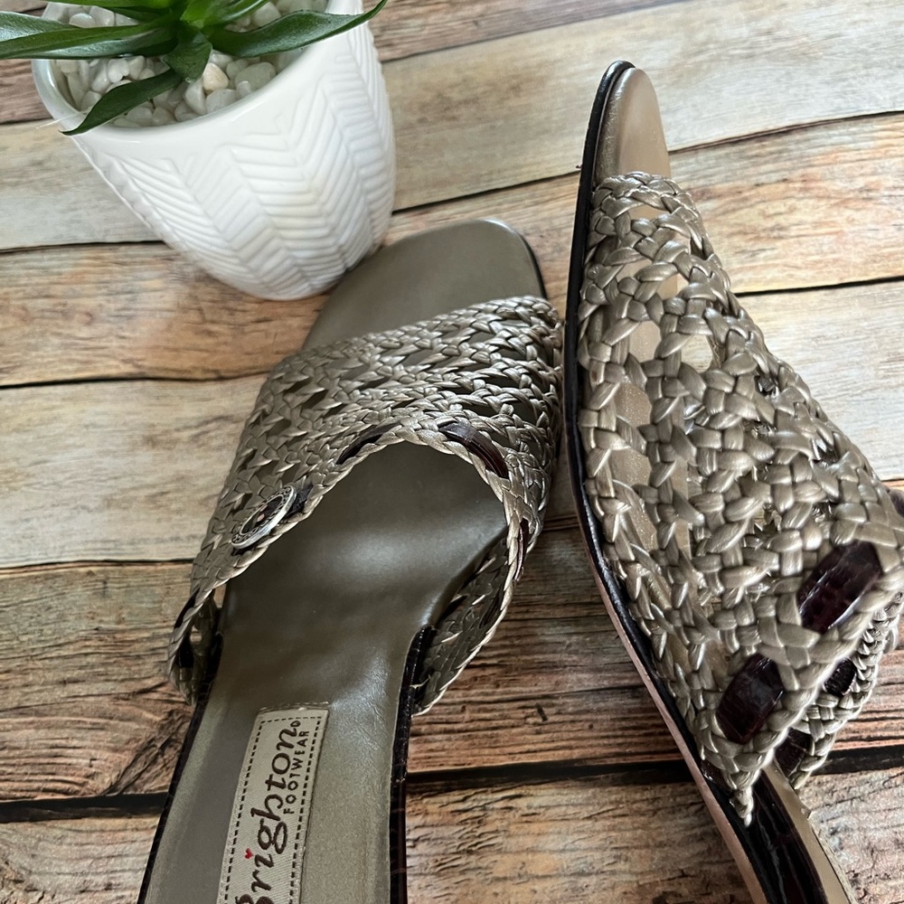 Brighton Tifany Platinum Slip On Heeled Slides Size 7.5M - Picture 9 of 16